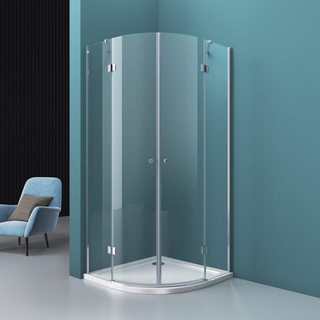 glasvilla Box Doccia in Vetro 6 mm Box Cabina Doccia Angolare con 2 Porte Girevoli a Battenta Box Doccia in Vetro di Sicurezza ESG con Rivestimento Nano Ravenna02K+VS