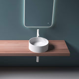glasvilla Lavabo da Appoggio 40x40x15cm da Marmo Fuso Lavandino Bagno Rotondo senza Foro per Rubinetto e Troppopieno Col804