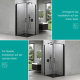 glasvilla Box Doccia in Vetro 8mm Box Doccia con Meccanismo Alza/Abbassa e Porta Girevole Box Cabina Doccia Angolare Nero Ravenna36-Plus
