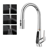 glasvilla Rubinetto da Cucina Estraibile con 3 Modalità e di Getto e Display digitale a LED Rubinetto per Lavello con Tubi e Accesorri Ruotabile a 360° MS-8085