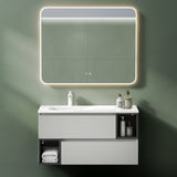 glasvilla Mobile Bagno Sospeso Mobinetto da bagno con Specchio e Lavabo da Marmo fuso, Gemini