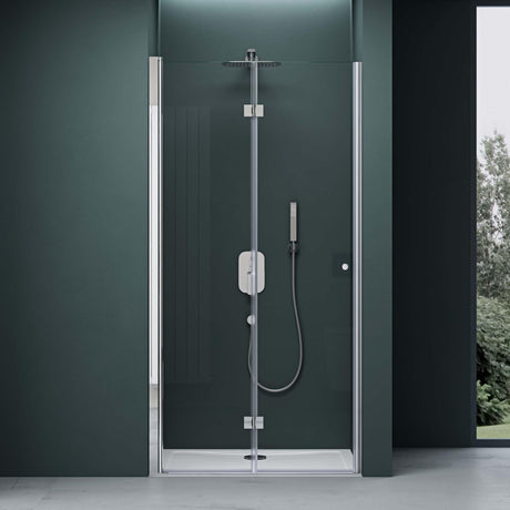 glasvilla Box Doccia a Nicchia in Vetro con Porte Scorrevoli Box Cabina Doccia in Vetro Trasparente e Parzialmente Satinato di Sicurezza ESG con Rivestimento Nano Teramo26K+MS