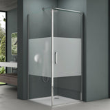 glasvilla Box Doccia in Vetro Parzialmente Smerigliato 8 mm Box Doccia con Meccanismo Alza/Abbassa e Porta Girevole Box Cabina Doccia Angolare Ravenna36MS-plus