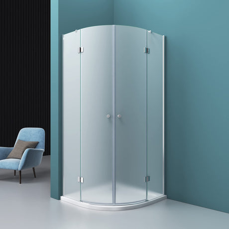 glasvilla Box Doccia in Vetro 6 mm Box Cabina Doccia Angolare con 2 Porte Girevoli a Battenta Box Doccia in Vetro di Sicurezza ESG con Rivestimento Nano Ravenna02K+VS