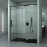 glasvilla Duschtür Nischentür dusche Duschabtrennung Chrom und Schwarz Duschkabine Nischenschiebetür 6mm ESG-Sicherheitsglas inkl. Soft-Close Teramo12K
