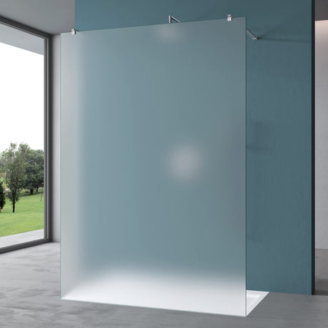 Paroi de douche Glasvilla avec 2 barres de support pour douche à l'italienne, verre trempé de sécurité 8 mm avec nano-revêtement, stabilisateur rectangulaire, Bremen01+2