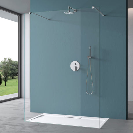 glasvilla Box Doccia Walk-in in Vetro 10 mm Parete Doccia in Vetro di Sicurezza ESG con Rivestimento Nano Box Doccia con Stabilizzatore Rettangolare Bremen02+2