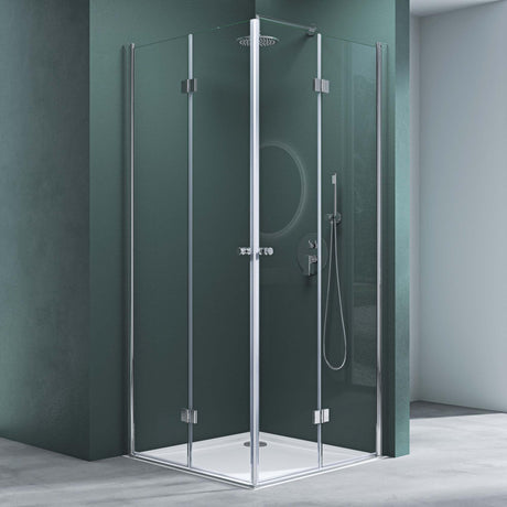 glasvilla Box Doccia con Porte Pieghevole a 180°in Vetro Trasparente Box Cabina Doccia Angolare a Soffietto Effetto Loto Ravenna26