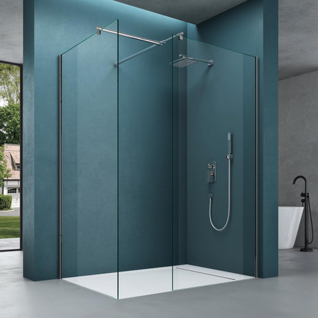 glasvilla Box Doccia Walk-In Due Lati Fissi, Parete Doccia in Vetro Trasparente 8mm di Sicurezza ESG con Rivestimento Nano, Cabina Doccia Bremen01K/MS-T
