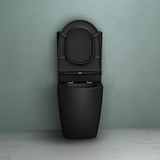 glasvilla Stand WC mit Spülkasten spülrandloses-WC bodenstehende-Toilette aus Keramik, weiß/matt schwarz  36x63x82cm, mit Absenkautomatik, inkl. Spülkasten, Stand179T
