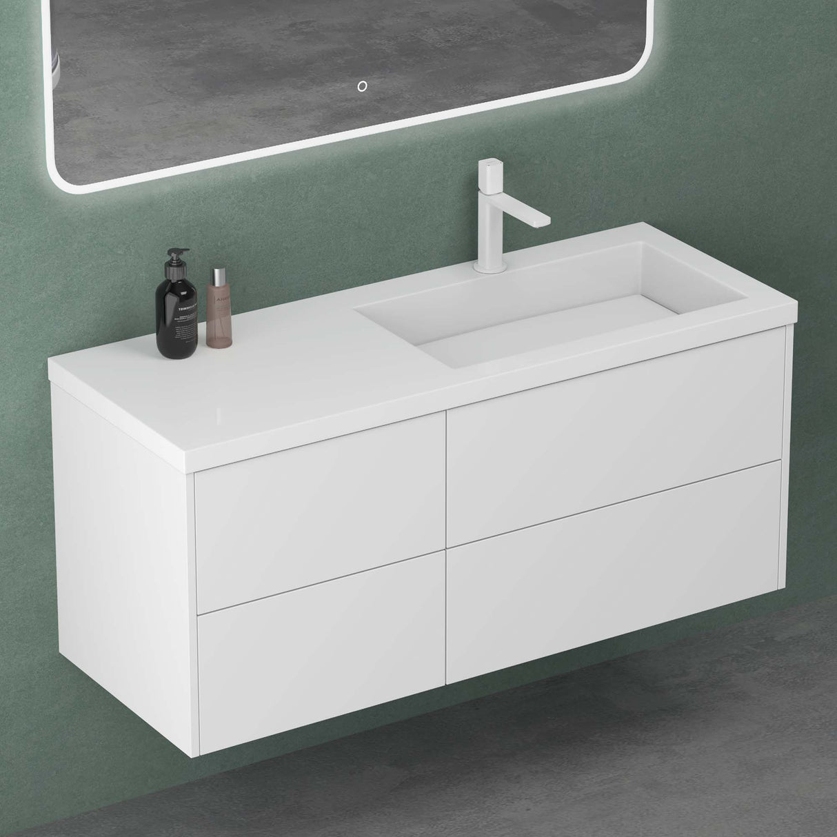Set di mobili da bagno Glasvilla, mobile lavabo da 120 cm, mobile lavabo con base a chiusura ammortizzata, 4 cassetti, mobili da bagno Moment