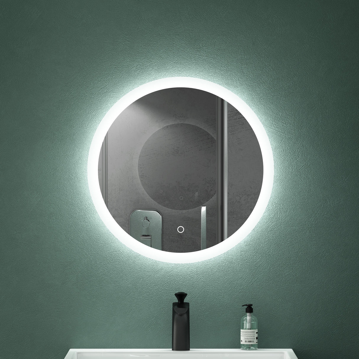 glasvilla Specchio da Bagno Appeso Specchio a LED Rotondo Specchio da Parete con Strato Anti-Appannamento e Interruttore a Sfioramento LED-Spiegel 05