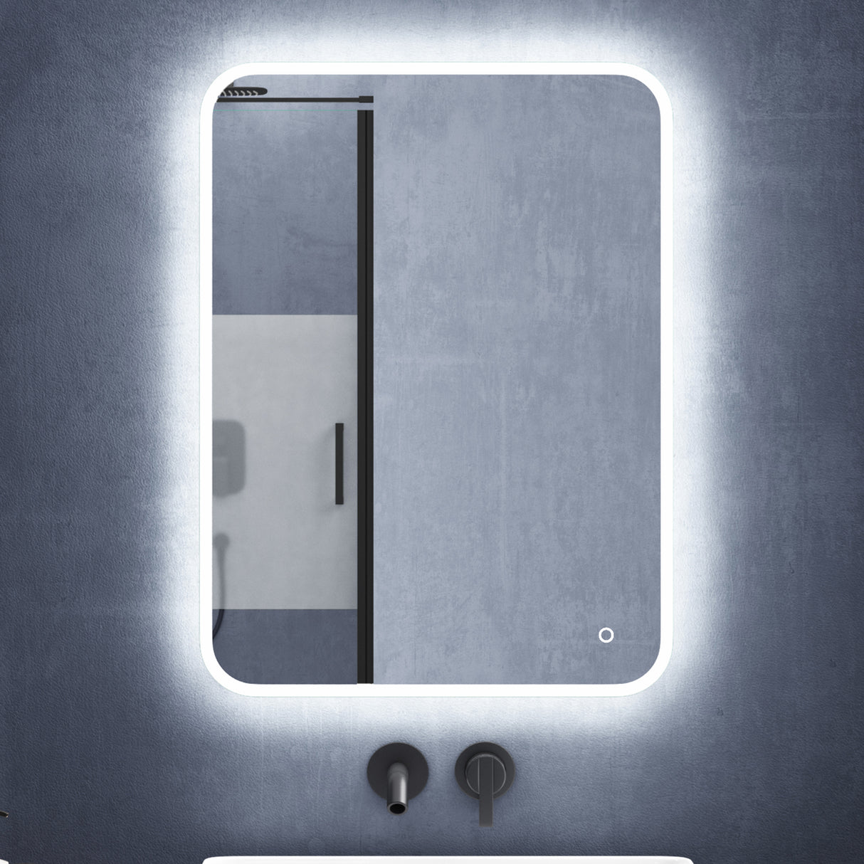 glasvilla Specchio da Bagno Appeso Specchio a LED con Interruttore Touch Specchio da Parete per Il Trucco Anti-Appannamento