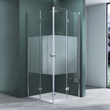 glasvilla Box Doccia con Porte Pieghevole a 180°in Vetro Parzialmente Smerigliato Box Cabina Doccia Angolare con Effetto Loto Ravenna26