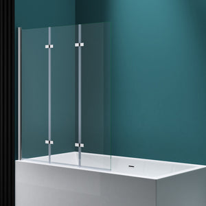 glasvilla Duschwand für Badewanne Badewannenwand Badewannenfaltwand 6mm Sicherheitsglas mit NANO-Versiegelung Badewannenaufsatz Badewannentrennwand Cortona116