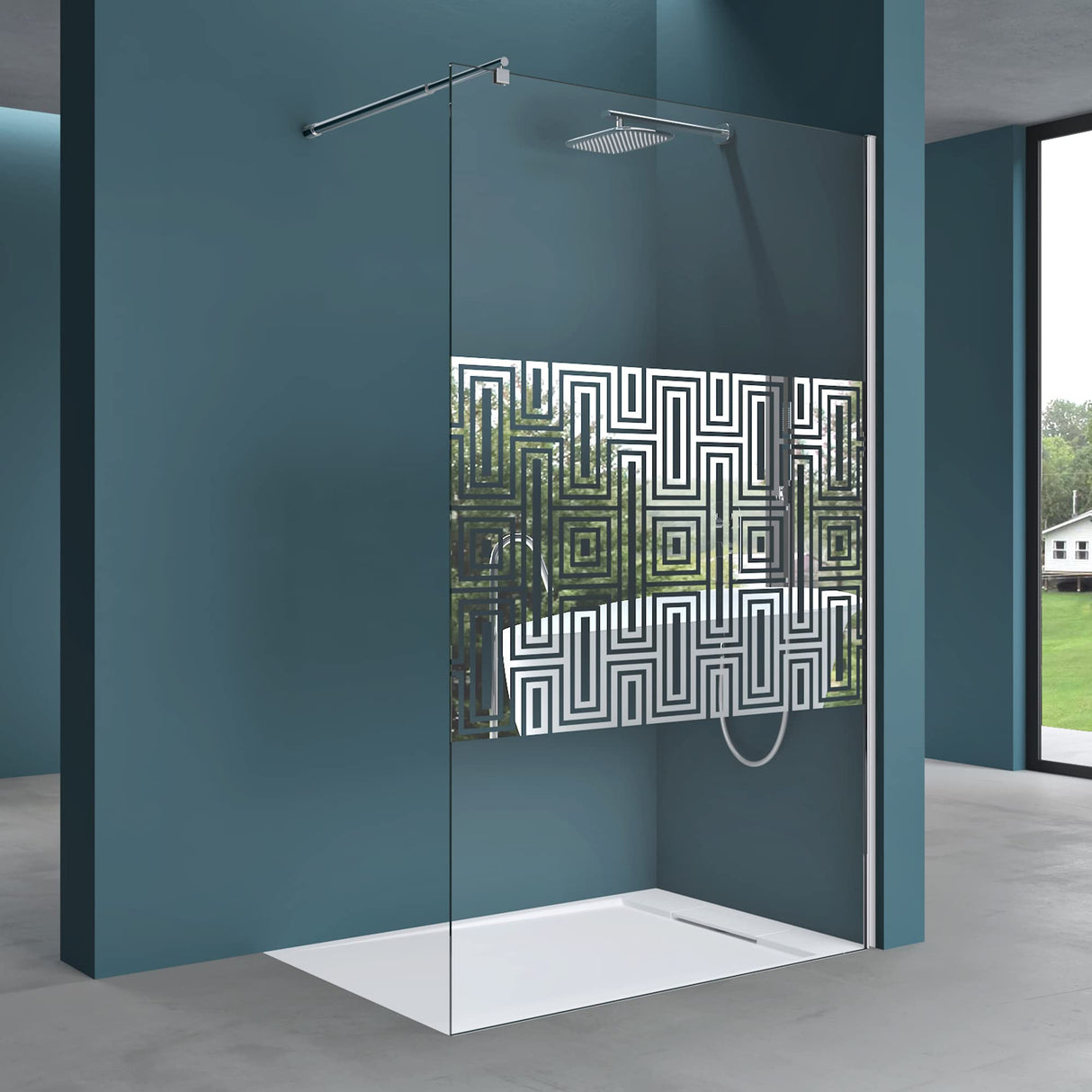 glasvilla Box Doccia Walk-In Parete Doccia in Vetro 10mm di Sicurezza ESG con Rivestimento Nano Braccio di Sostegno BRAM1&3 Bremen2DM