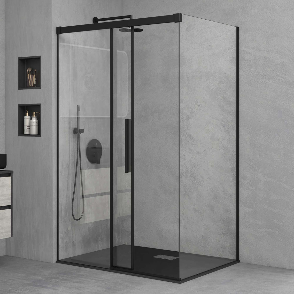 glasvilla Box Doccia in Vetro 6 mm con Porta Scorrevole Cabina Doccia con Meccanismo di Chiusura Soft Close Box Doccia in Vetro di Sicurezza ESG Ravenna12K