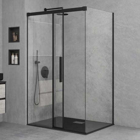 glasvilla Box Doccia in Vetro 6 mm con Porta Scorrevole Cabina Doccia con Meccanismo di Chiusura Soft Close Box Doccia in Vetro di Sicurezza ESG Ravenna12K