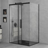 Cabine de douche Glasvilla avec porte coulissante, paroi de douche en verre trempé de sécurité de 6 mm, mécanisme de fermeture amortie, ouverture latérale, coloris Ravenna12K Noir