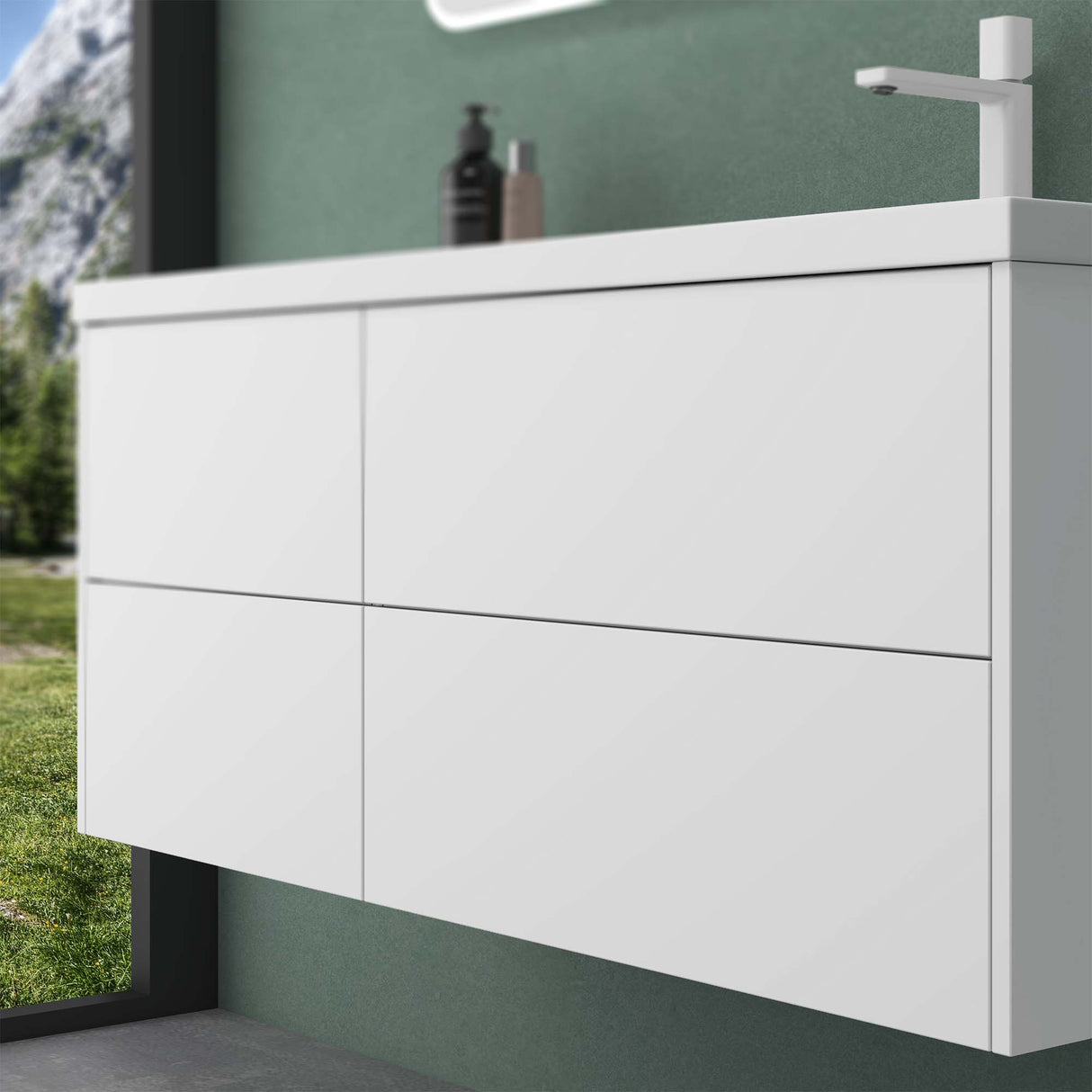 Set di mobili da bagno Glasvilla, mobile lavabo da 120 cm, mobile lavabo con base a chiusura ammortizzata, 4 cassetti, mobili da bagno Moment