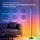 glasvilla Stehlampe Wohnzimmer Dimmbar, RGBICWW Stehlampe mit reinem Warmweiß & 16 Millionen Farben, App & Fernbedienung, Musik-Sync, 270° Licht, Timer, für Schlafzimmer Gaming, Lineora-01