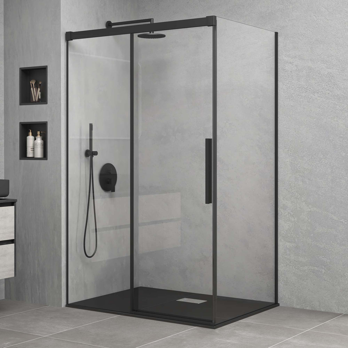 glasvilla Box Doccia in Vetro 6 mm con Porta Scorrevole Cabina Doccia con Meccanismo di Chiusura Soft Close Box Doccia in Vetro di Sicurezza ESG Ravenna12K