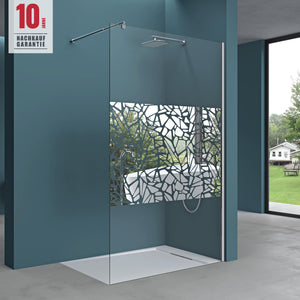 glasvilla Box Doccia Walk-In, Parete Doccia in Vetro 10mm ESG con Braccio di Sostegno e Rivestimento Nano Bremen2BL