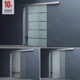 Porta scorrevole in vetro Glasvilla, set completo Amalfi, altezza 2050 mm, tipo di maniglia: maniglia a barra, inclusa chiusura ammortizzata automatica, vetro di sicurezza ESG da 8 mm.