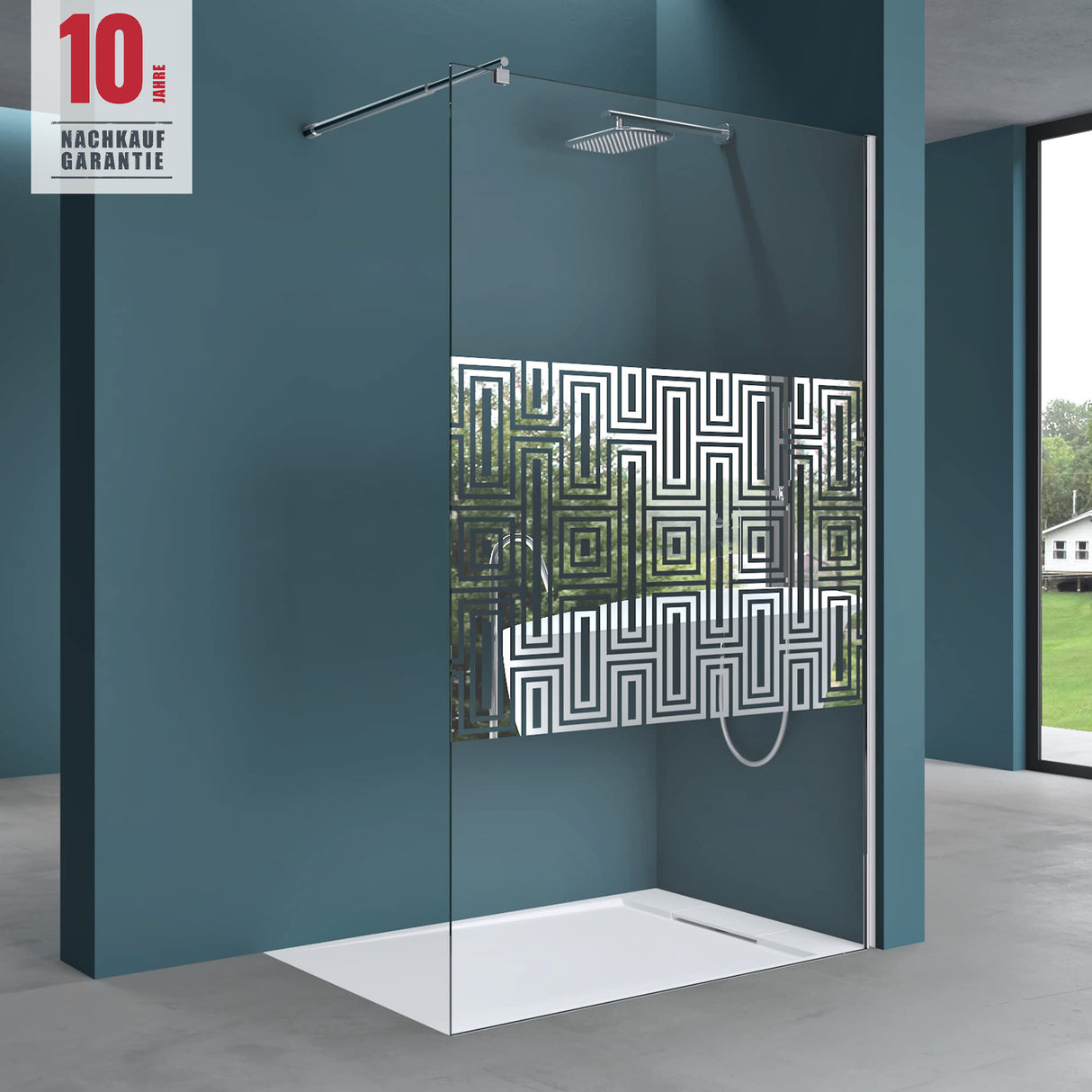 glasvilla Box Doccia Walk-In Parete Doccia in Vetro 10mm di Sicurezza ESG con Rivestimento Nano Braccio di Sostegno BRAM1&3 Bremen2DM