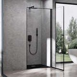 glasvilla Box Doccia a Nicchia in Vetro di Sicurezza 8mm con Meccanismo di Sollevamento e Abbassamento Cabina Doccia Cromata e Nera in Vetro Trasparente e Parzialmente Smerigliato Box Doccia con Rivestimento Nano Teramo36K