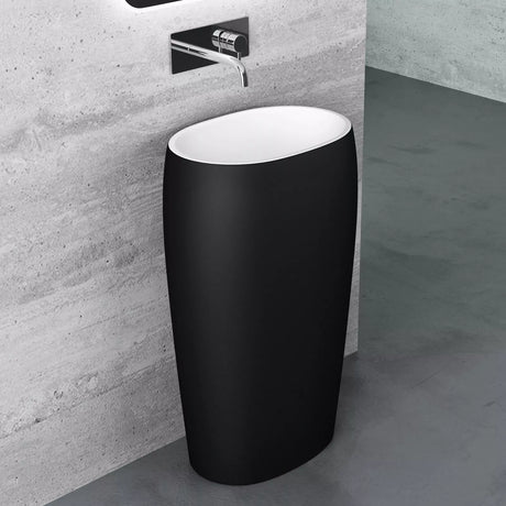 Lavabo a colonna Glasvilla Design, freestanding Col32 in ghisa minerale, lavabo a colonna