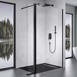 glasvilla Box Doccia Walk-In con Vetro Laterale 30cm, Parete Doccia in Vetro Trasparente da 8mm con Stabilizzatore Rotondo e Rettangolare, Vetro di Scurezza ESG con rivestimento nano Bremen01K-Plus