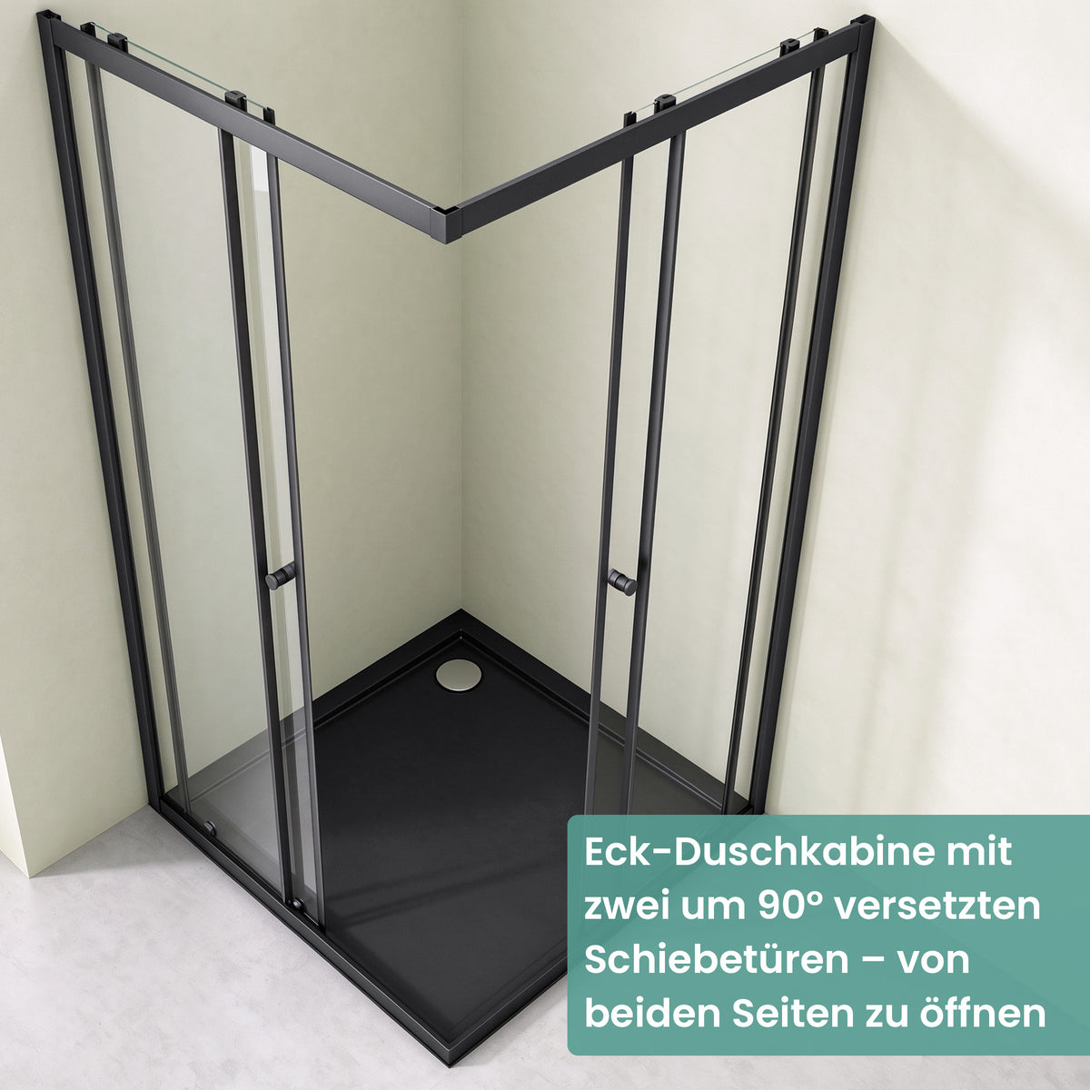 glasvilla Box doccia Angolare in Vetro, Cabina Bagno con Doppia Porta Scorrevole Box Doccia in Vetro di Sicurezza Temperato da 6 mm, Ravenna16K