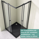 glasvilla Box doccia Angolare in Vetro, Cabina Bagno con Doppia Porta Scorrevole Box Doccia in Vetro di Sicurezza Temperato da 6 mm, Ravenna16K