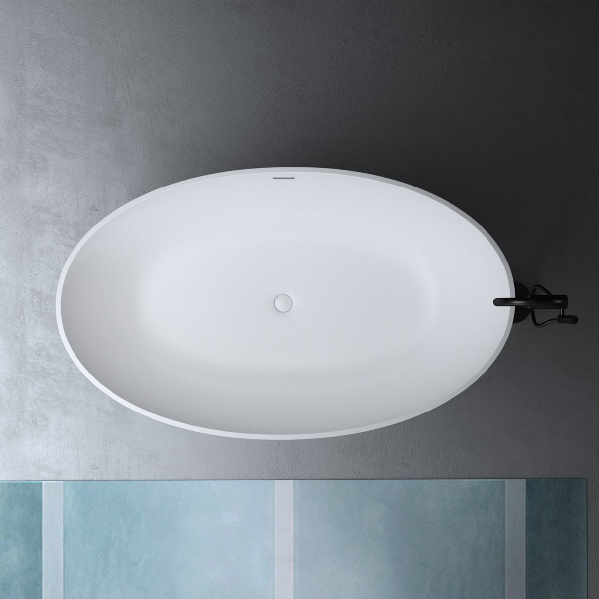 glasvilla Vasca da Bagno Freestanding, Vasca da Bagno in Marmo Fuso con Rivestimento Nano, Bianca Opaca