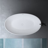 glasvilla Vasca da Bagno Freestanding, Vasca da Bagno in Marmo Fuso con Rivestimento Nano, Bianca Opaca