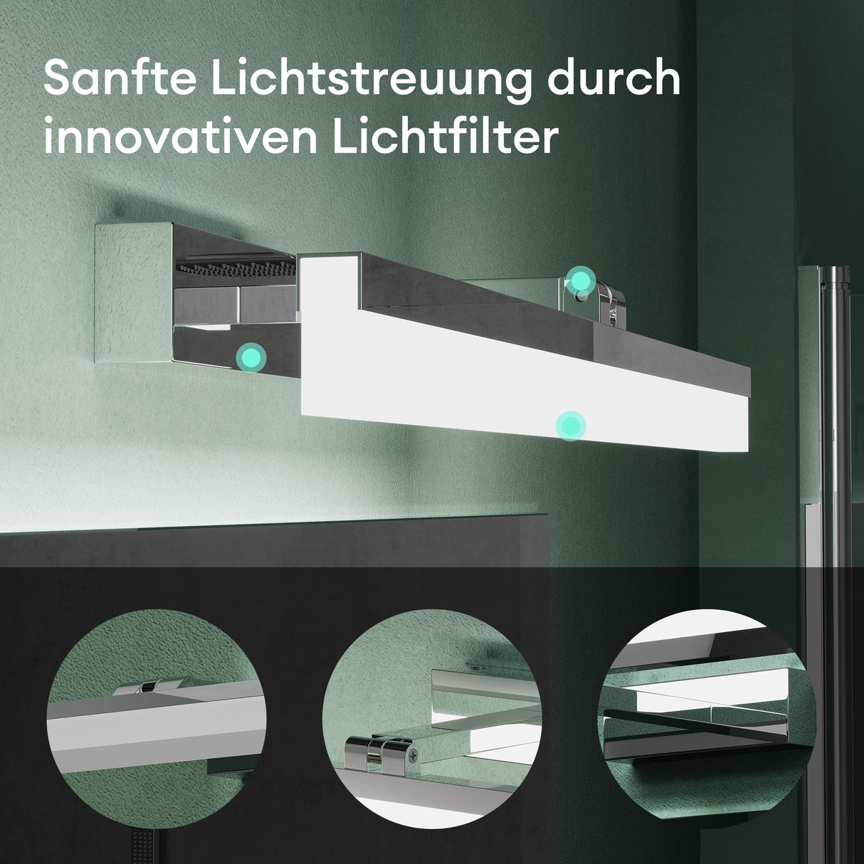 lampada da specchio glasvilla 40cm lampada da bagno a LED | Lampada da specchio, lampada da bagno 6000K | Luxaris 9W girevole a 180° 