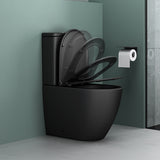 glasvilla Stand WC mit Spülkasten spülrandloses-WC bodenstehende-Toilette aus Keramik, weiß/matt schwarz  36x63x82cm, mit Absenkautomatik, inkl. Spülkasten, Stand179T