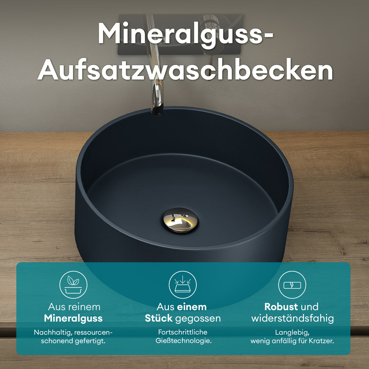 Vasque ronde Glasvilla 40x40x15cm Col804 à poser, sans trou de robinetterie ni trop-plein