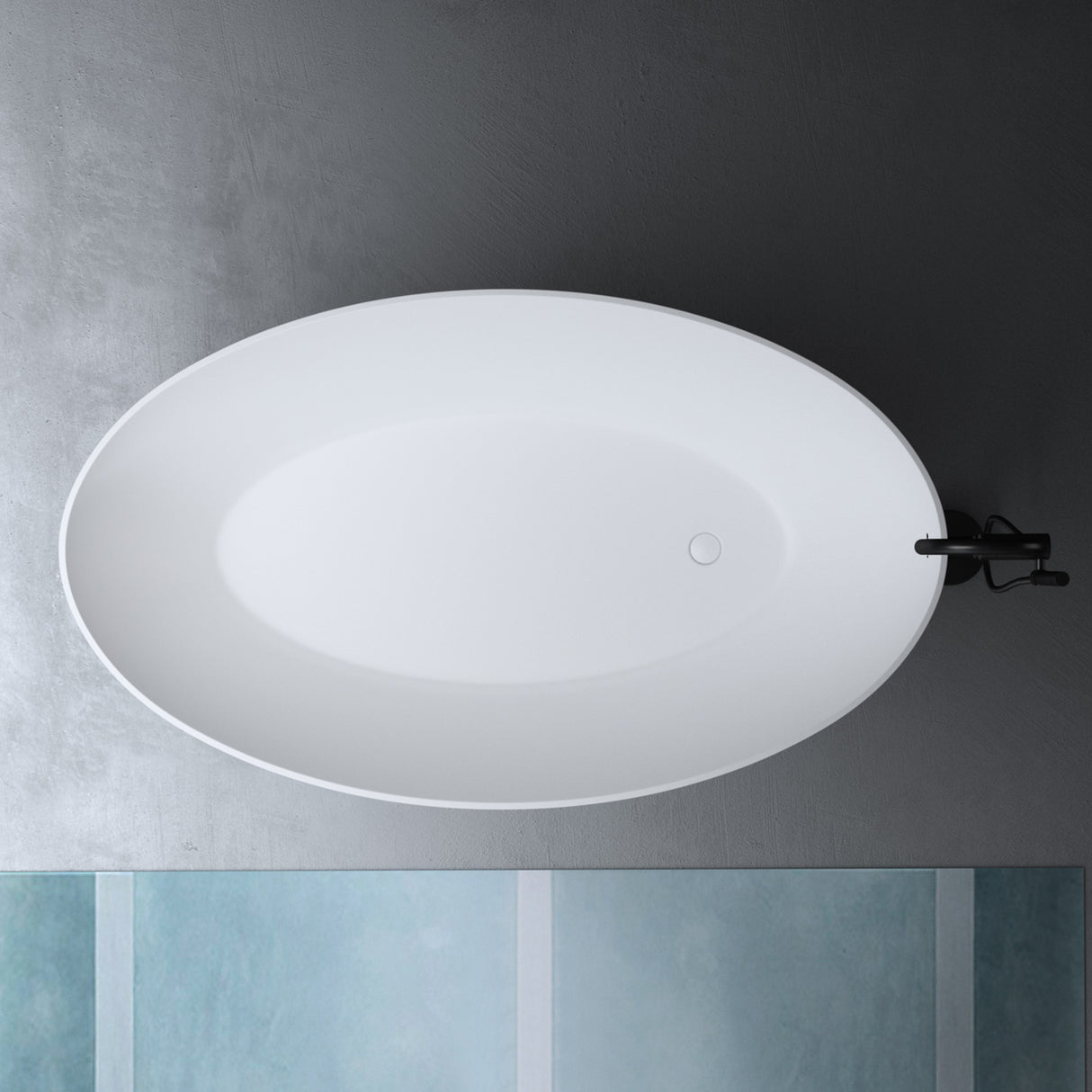 glasvilla Vasca da Bagno Freestanding, Vasca da Bagno in Marmo Fuso con Rivestimento Nano, Bianca Opaca