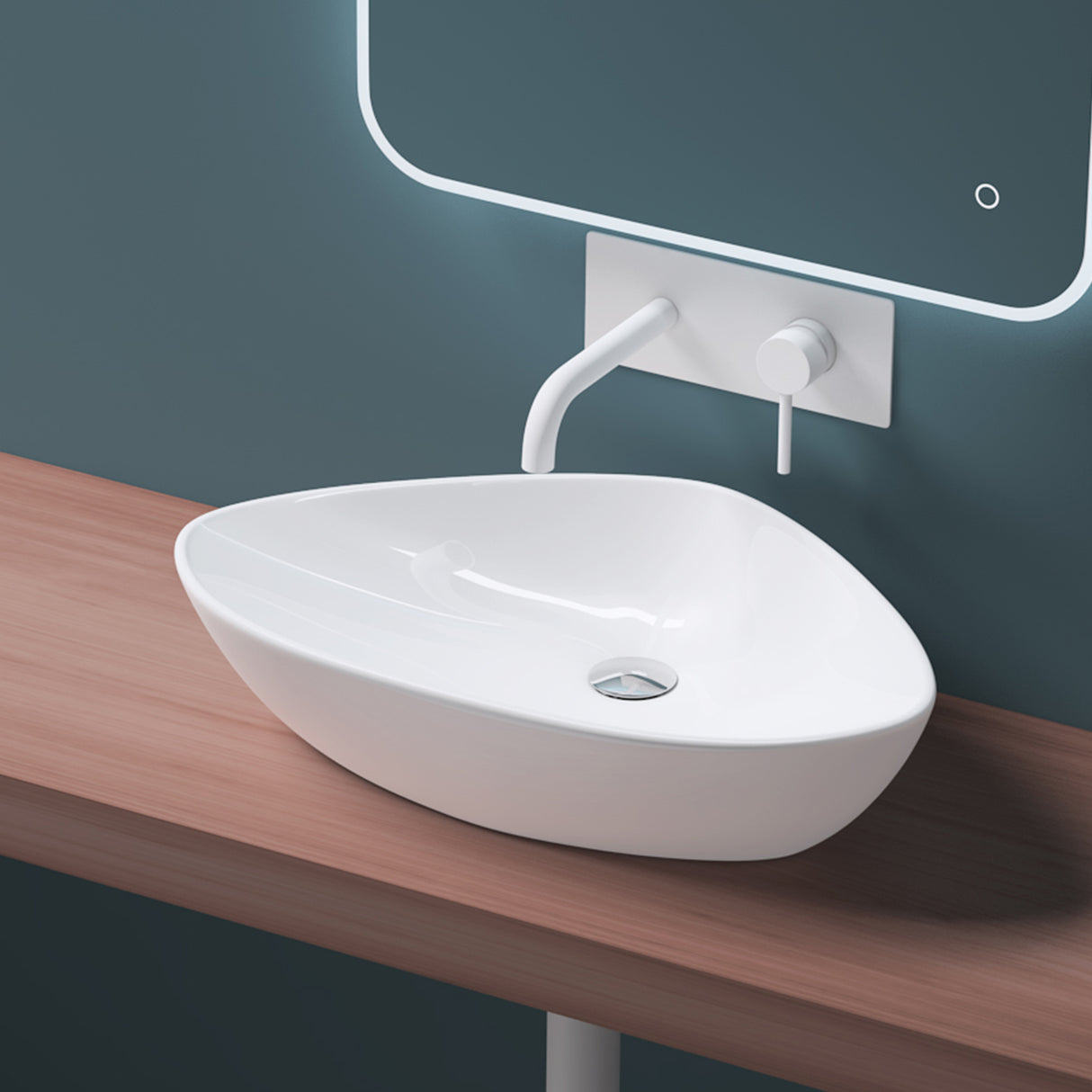 glasvilla Lavabo da Appoggio in Ceramica Lavandino Bagno Lavabo Bianco con Nano Rivestimenti Brüssel215