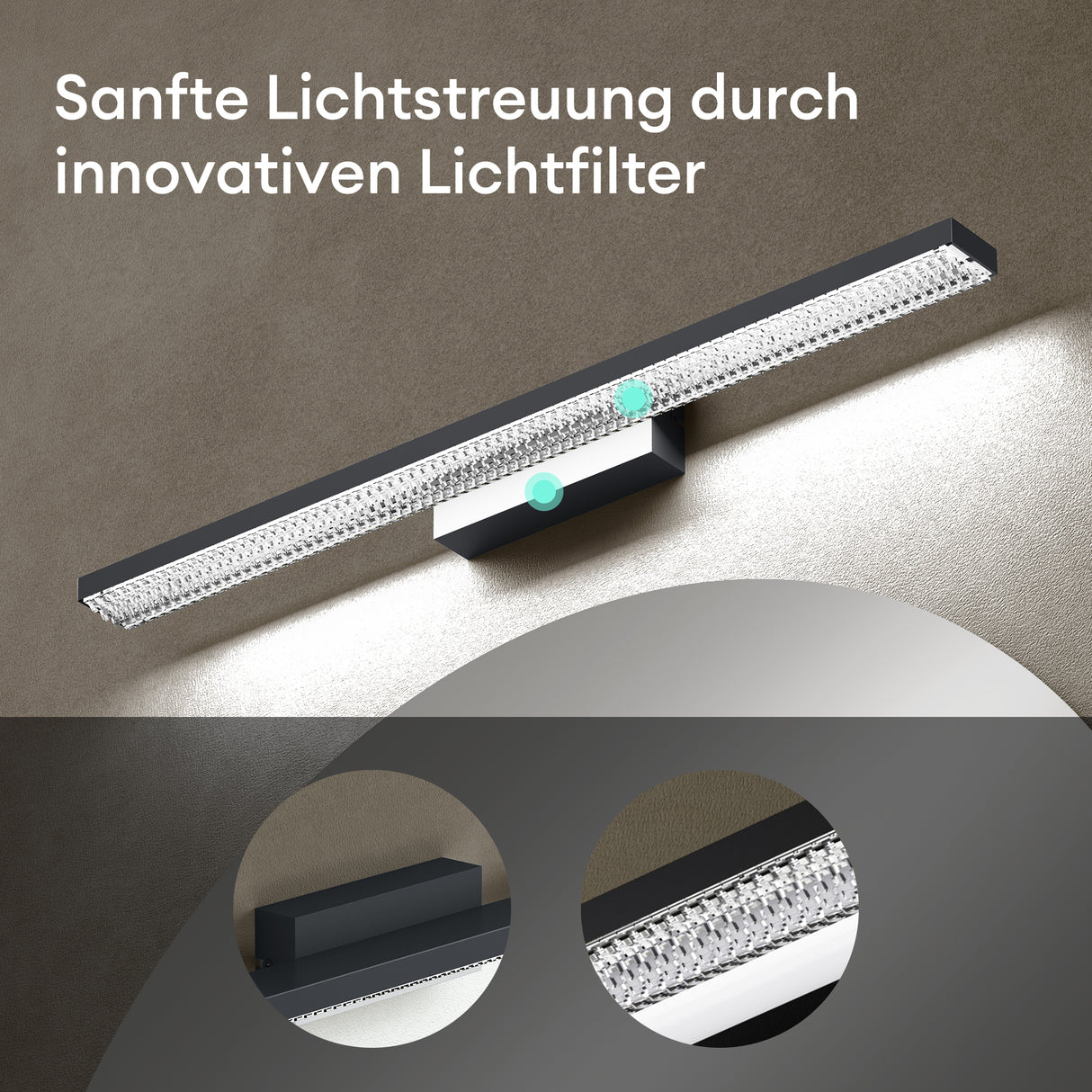 lampada da specchio a LED per bagno Glasvilla | Lampada da specchio, lampada da bagno 6000K | Applique a LED da 14W