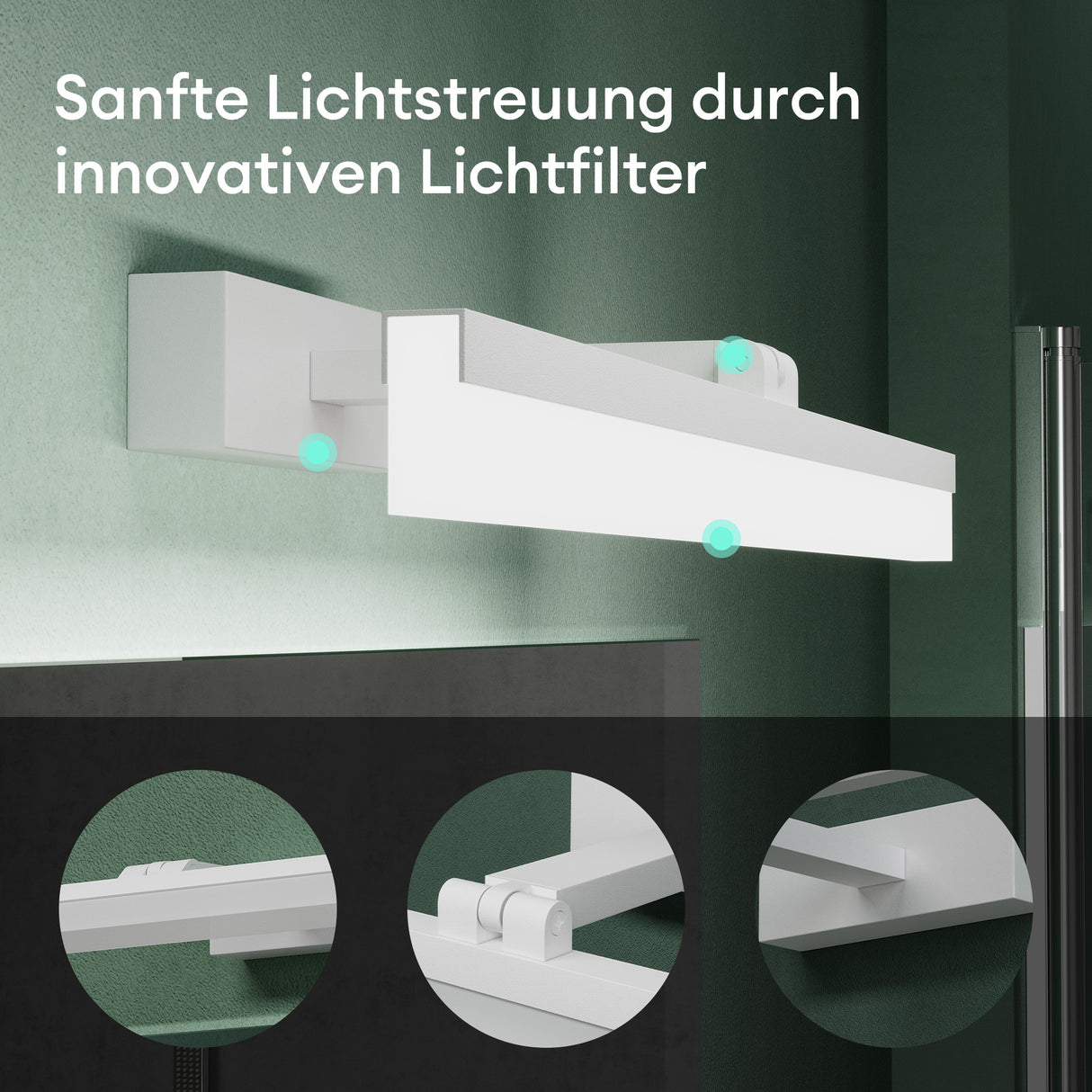lampada da specchio glasvilla 40cm lampada da bagno a LED | Lampada da specchio, lampada da bagno 6000K | Luxaris 9W girevole a 180° 