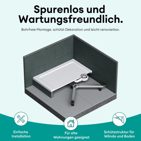 glasvilla Supporto per Piatto Doccia con 5 Piedini Regolabili Staffa di Forma X del Piatto Doccia in Zinco-Alluminio-Magnesio per Bagno Duschwannenfüße01