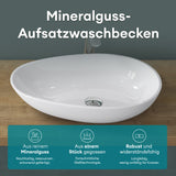 lavabo ovalado de encimera sin orificio para grifo y desagüe Col809