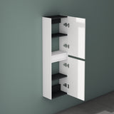 Glasvilla Verona – Armario auxiliar de baño suspendido con 2 puertas y 4 compartimentos (35×20×120 cm)