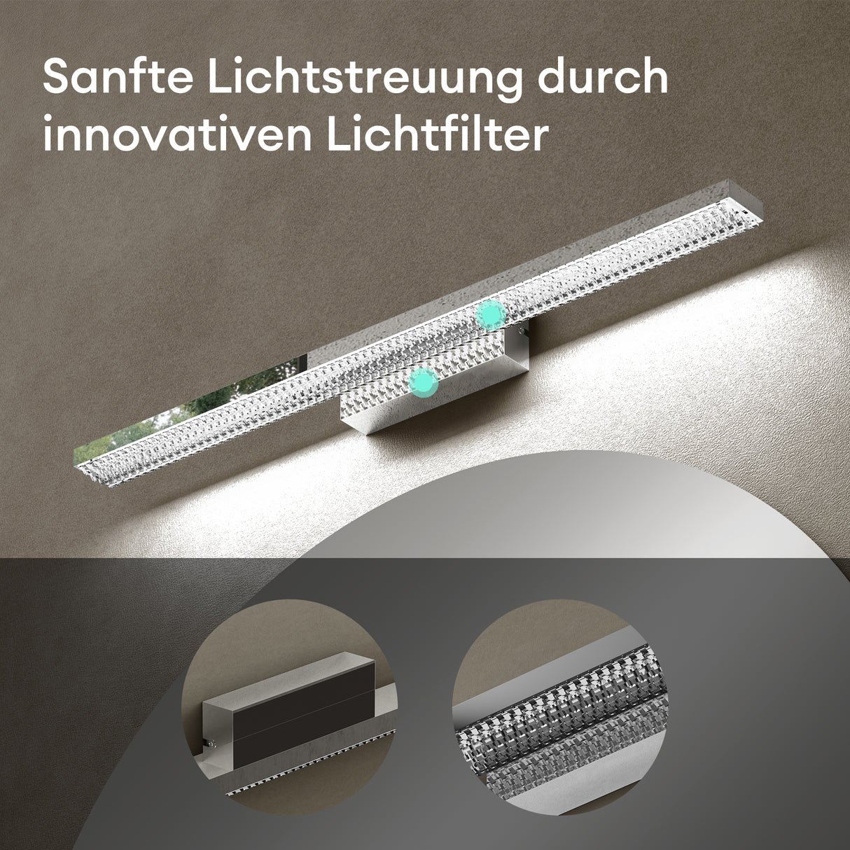 lampada da specchio a LED per bagno Glasvilla | Lampada da specchio, lampada da bagno 6000K | Applique a LED da 14W
