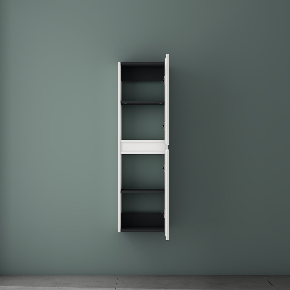 Glasvilla Verona – Armario auxiliar de baño suspendido con 2 puertas y 4 compartimentos (35×20×120 cm)