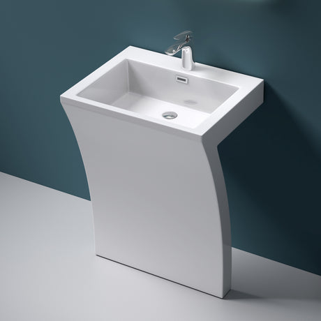 Lavabo a colonna Glasvilla, lavabo a colonna di design quadrato, lavabo a colonna Col07, lavabo a colonna di design in marmo fuso, lavabo a colonna