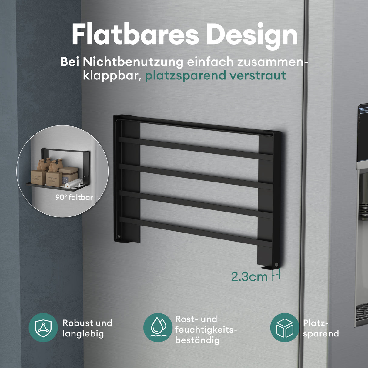 glasvolla Mensola Pieghevole per Lavatrice 41x25cm, Mensola Magnetica Lavatrice in Acciaio al Carbonio, Mensola da Parete Multifunzionale per Bagno e Cucina Folda-01